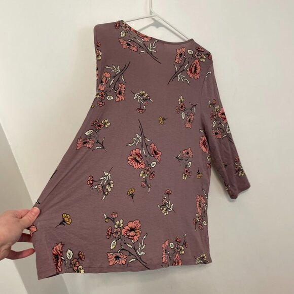 MAURICES 2 Plus Size Crochet and Lace Up Floral Top Mauve Purple 3/4 Sleeve Boho - Picture 15 of 15